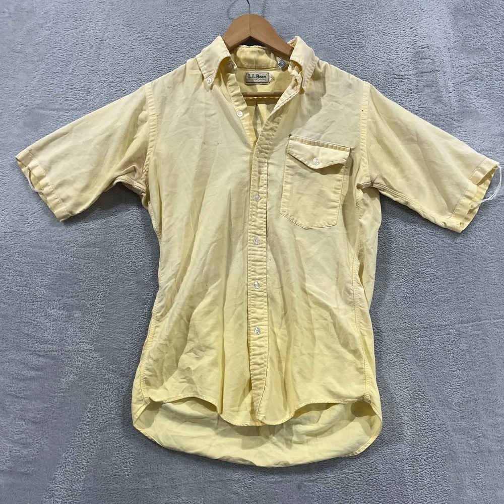 Vintage LL Bean Oxford OCBD Shirt Men 14 Short Sleeve Cotton Made USA Preppy